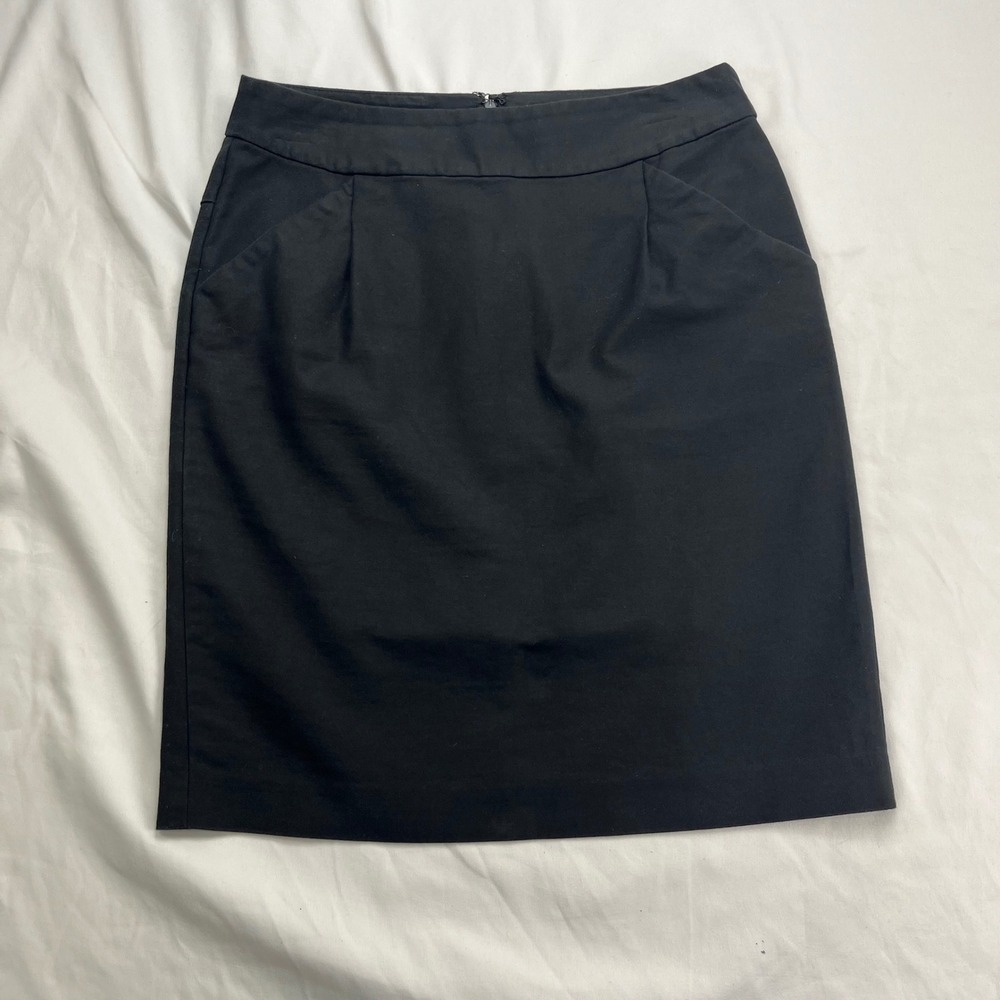 Ann Taylor Career Office Wear Professional Black Cotton Spandex Pencil‎ Skirt